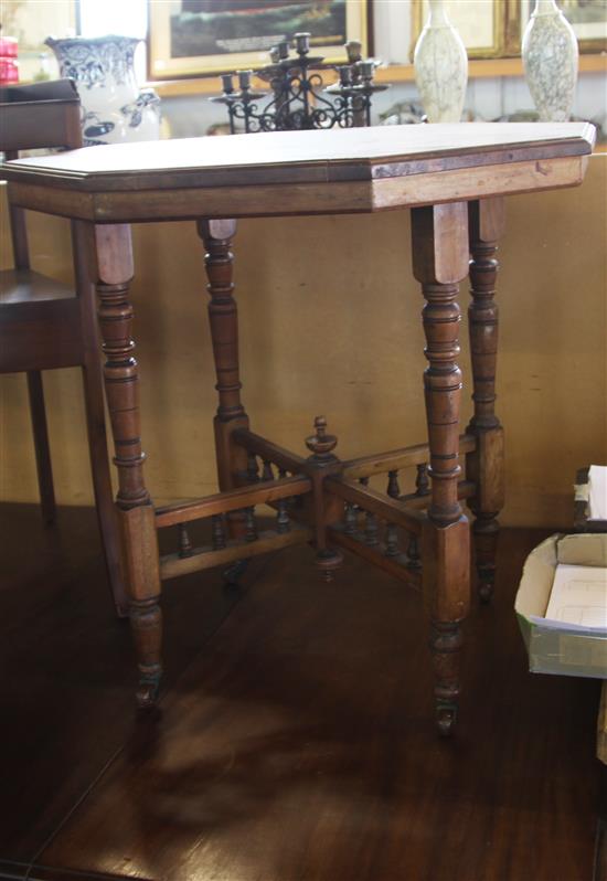 Late Victorian mahogany octagonal top table(-)